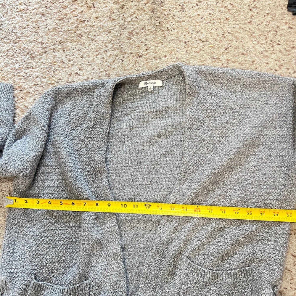 Madewell women Sz small Side-Lace gray knit open Cardigan Sweater minimalist - Picture 10 of 13